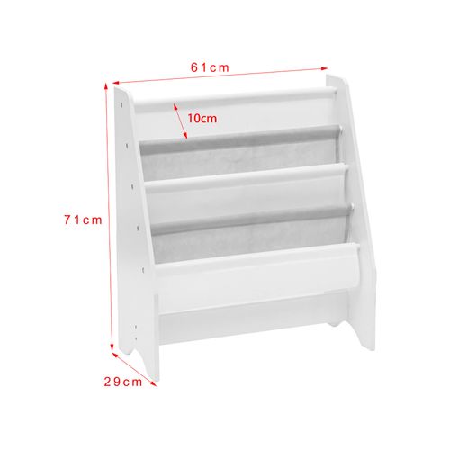 Bibliothèque Pour Enfants Montessori Blanc Mdf Tnt Avec 4 Étagères