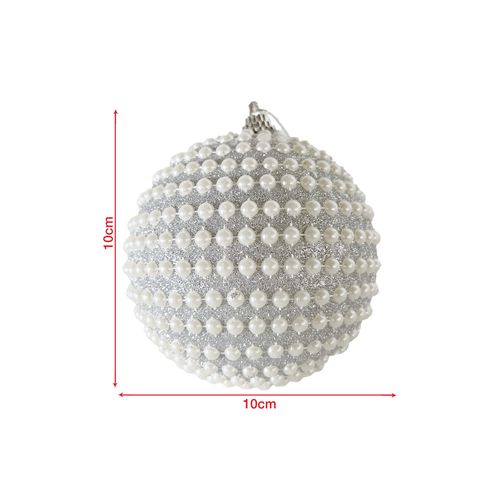 Ensemble De 4 Grosses Boules De Noël Pour Sapin En Plastique Couleur Argent Style Classique