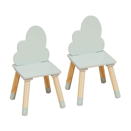 Chaises Pour Enfants Aspasia 50x25x25 Mdf Pin Vert Aqua Marron Ensemble 2 Pièces