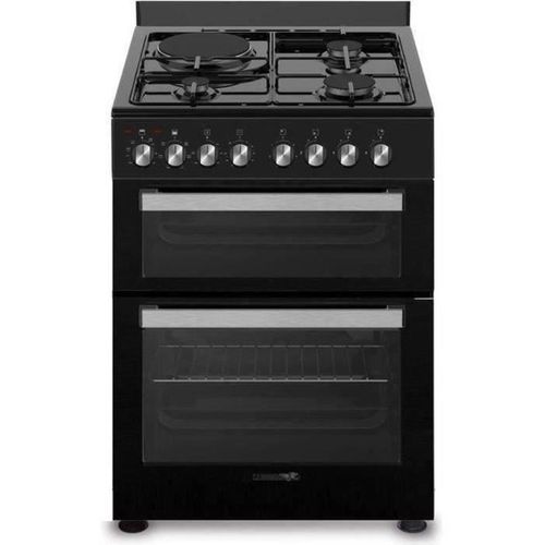 Cuisinière mixte 3 foyers gaz + 1 électrique - 2 Fours - Sm61dfn - Noir