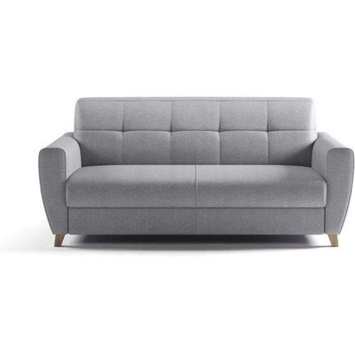 Canapé Convertible Express 3 Places Sky - Tissu Gris - Matelas 14cm - 192 X 100 X 88 Cm
