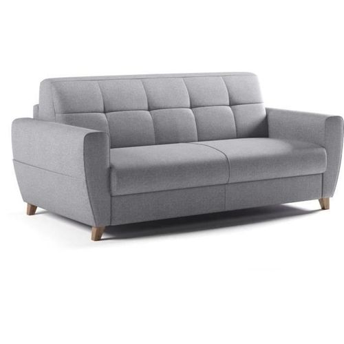 Canapé Convertible Express 3 Places Sky - Tissu Gris - Matelas 14cm - 192 X 100 X 88 Cm