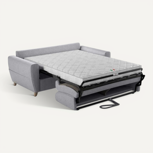 Canapé Convertible Express 3 Places Sky - Tissu Gris - Matelas 14cm - 192 X 100 X 88 Cm