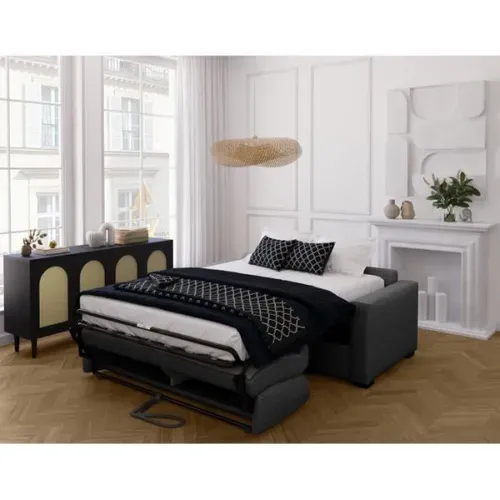 Canapé Convertible Express - Marius - Tissu Anthracite - Matelas 14cm - 190 X 100 X 87 Cm