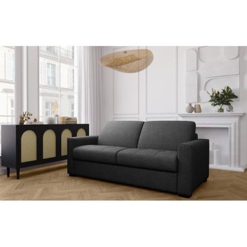 Canapé Convertible Express - Marius - Tissu Anthracite - Matelas 14cm - 190 X 100 X 87 Cm