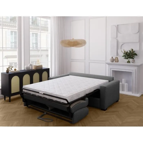 Canapé Convertible Express - Marius - Tissu Anthracite - Matelas 14cm - 190 X 100 X 87 Cm