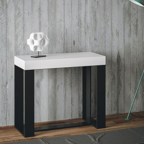 Console Extensible 90x40/300 Cm Futura Frêne Blanc Cadre Anthracite