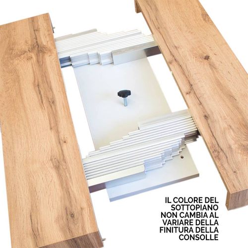 Console Extensible 90x40/196 Cm Paxon Small Chêne Nature Cadre Anthracite