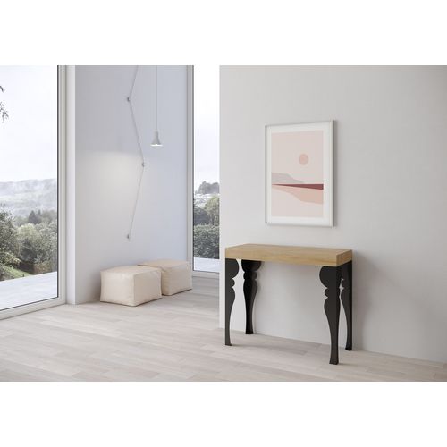 Console Extensible 90x40/196 Cm Paxon Small Chêne Nature Cadre Anthracite