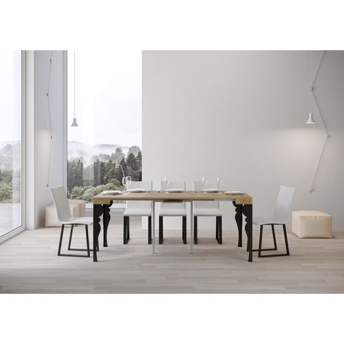 Console Extensible 90x40/196 Cm Paxon Small Chêne Nature Cadre Anthracite