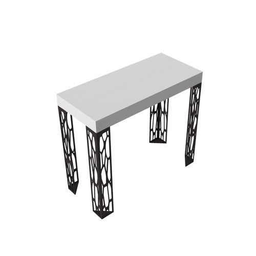 Console Extensible 90x40/196 Cm Ghibli Small Frêne Blanc Cadre Anthracite