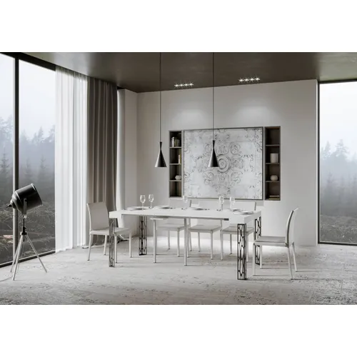 Console Extensible 90x40/196 Cm Ghibli Small Frêne Blanc Cadre Anthracite