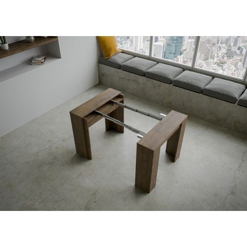 Console Extensible 90x48/296 Cm Venus Noyer Rallonges Internes