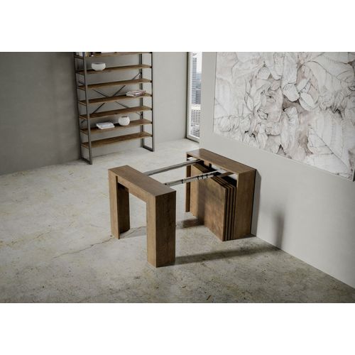Console Extensible 90x48/296 Cm Venus Noyer Rallonges Internes
