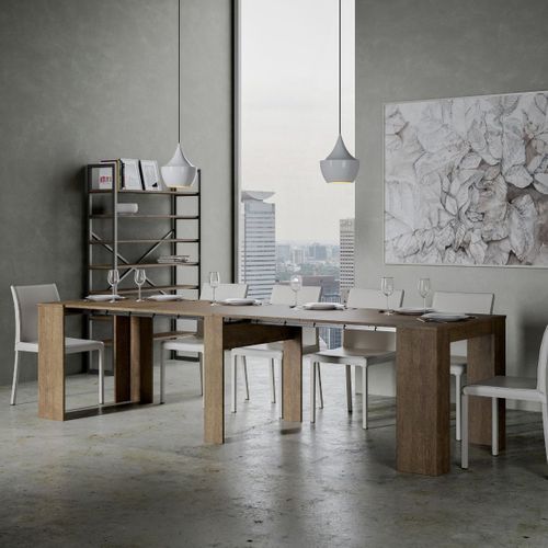 Console Extensible 90x48/296 Cm Venus Noyer Rallonges Internes