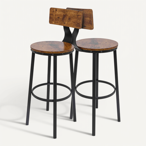 Shelby - Lot De 2 Tabouret De Bar Avec Dossier De Style Industriel