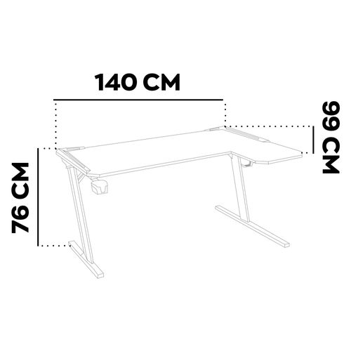 Shigeru - Bureau Gaming D'angle 140x99x76 Cm Avec LED En Mdf Et Métal Noir