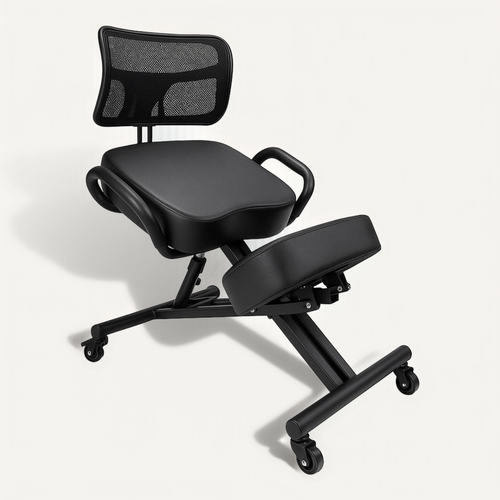 Neil - Tabouret Ergonomique Orthopédique Et Postural à Dossier Max 110 Kg Noir