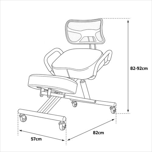 Neil - Tabouret Ergonomique Orthopédique Et Postural à Dossier Max 110 Kg Noir