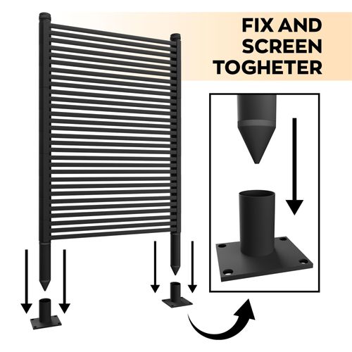 Linea - Panneau Brise-vue Séparateur D’extérieur 90,5x180  Cm En Métal Et Résine Noir