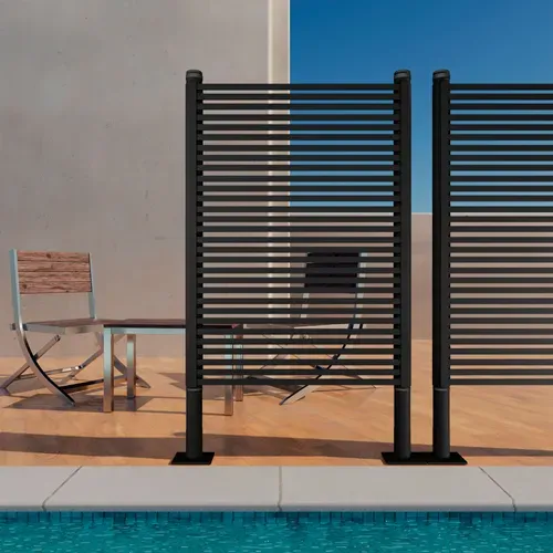 Linea - Panneau Brise-vue Séparateur D’extérieur 90,5x180  Cm En Métal Et Résine Noir