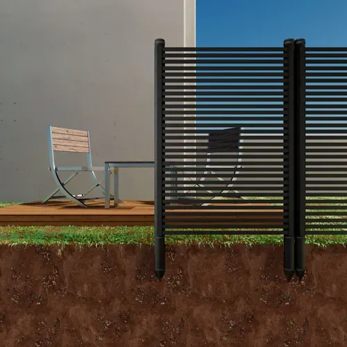 Linea - Panneau Brise-vue Séparateur D’extérieur 90,5x180  Cm En Métal Et Résine Noir