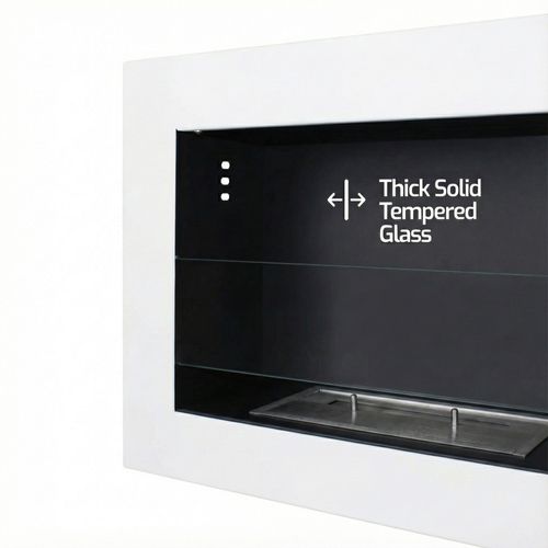 Traiano - Cheminée à Bioéthanol Encastrable 120 × H40 Cm, Bio-cheminée Blanche