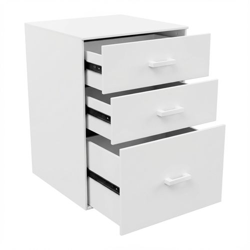Lyra - Commode Pour Imprimante 3 Tiroirs, Meuble De Bureau Sur Roulettes En Mdf Blanc