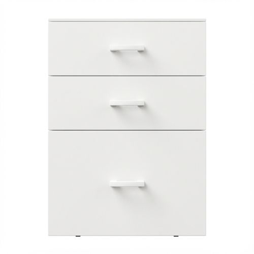 Lyra - Commode Pour Imprimante 3 Tiroirs, Meuble De Bureau Sur Roulettes En Mdf Blanc