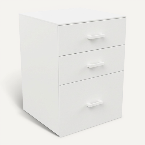Lyra - Commode Pour Imprimante 3 Tiroirs, Meuble De Bureau Sur Roulettes En Mdf Blanc