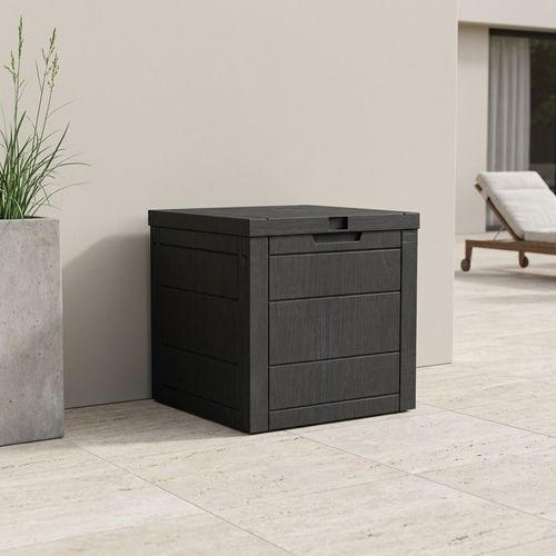 Coffre De Rangement De Jardin 54 X 53 X 56 Cm, Coffre Verrouillable En Résine Anthracite