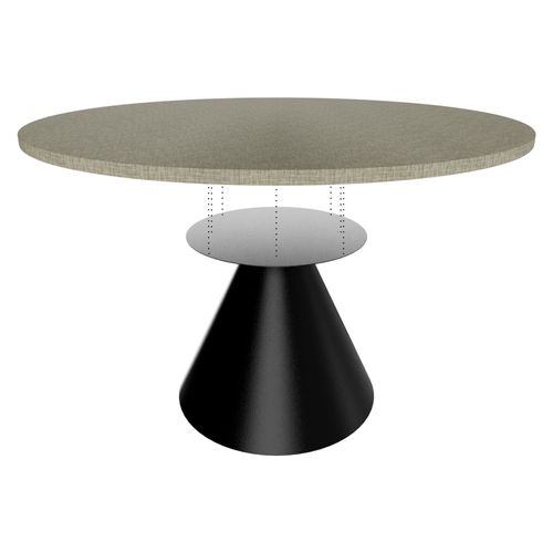 Artù Black - Table De Salle à Manger Ronde ⌀ 120 Cm En Bois Stratifié gris Texturé