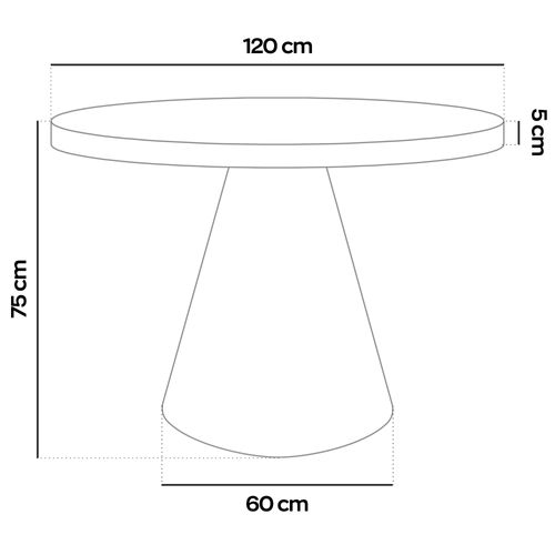 Artù Black - Table De Salle à Manger Ronde ⌀ 120 Cm En Bois Stratifié gris Texturé