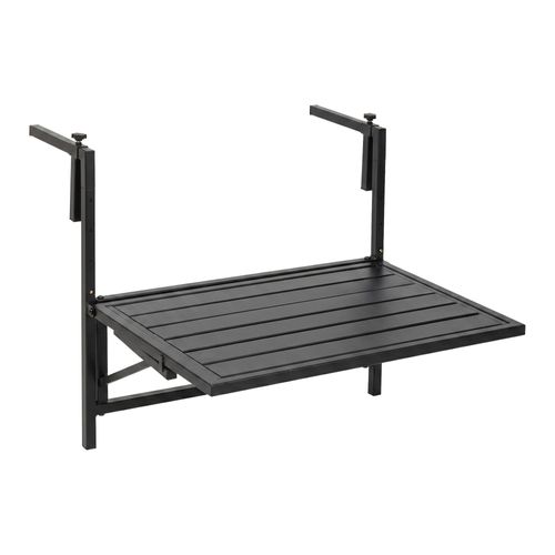 Etè - Table De Balcon Pliable 60 X 63 X 56 Cm, étagère Suspendue D’extérieur En Métal Noir