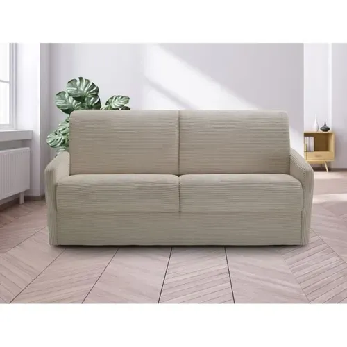 Canapé Convertible Express - 3 Places - Lincoln - Tissu Beige - 175 X 100 X 87 Cm -