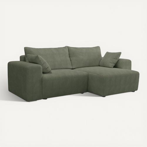 Canapé D'angle Réversible Convertible 4 Places Vert - 244 X 138 X 86 Cm