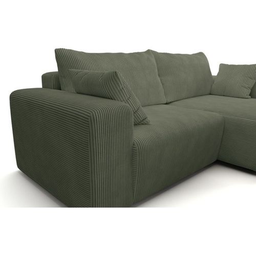 Canapé D'angle Réversible Convertible 4 Places Vert - 244 X 138 X 86 Cm
