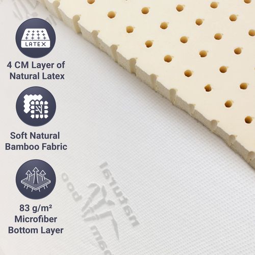 Surmatelas Latex Naturel 130x200 - Bambou Respirant, Déhoussable