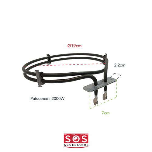 Resistance Circulaire 2000w  481225998405 Pour Four Bauknecht, Ignis, Kitchenaid, Whirlpool