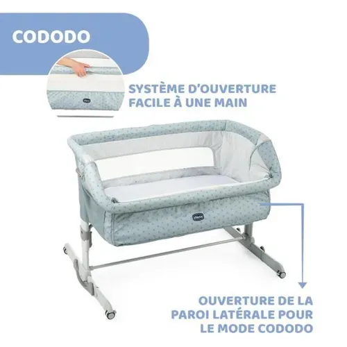 Berceau Cododo Next2me Dream Sage - 11 Hauteurs, Mode Fixe/berçant, Matelas Inclus