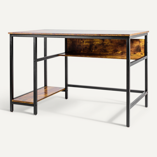 Hanami - Bureau De Style Industriel Avec Étagères De Rangements, 120x60xh75 Cm
