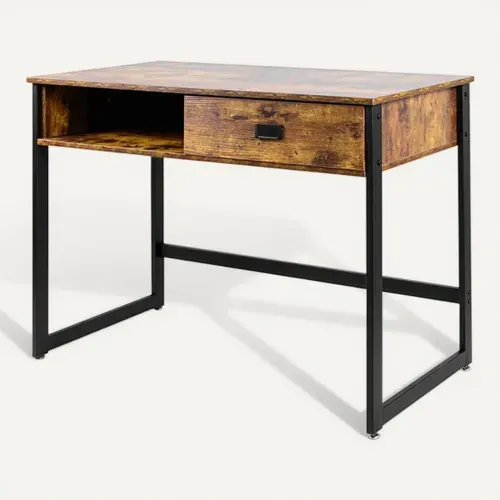 Otari - Bureau De Style Industriel Avec Tiroir Et Étagère De Rangements, 110x50xh76 Cm