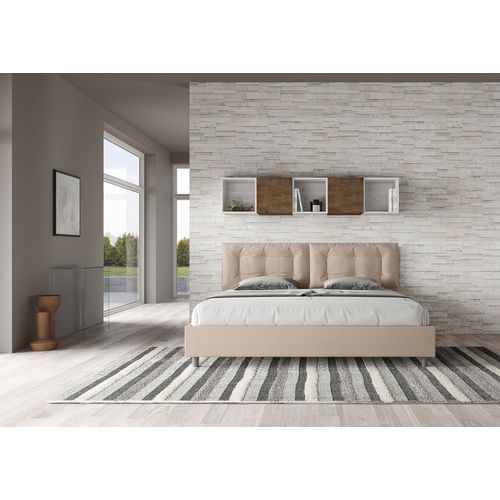 Lit King Size Avec Sommier Rembourré 200x200 Similicuir Taupe Annalisa Large