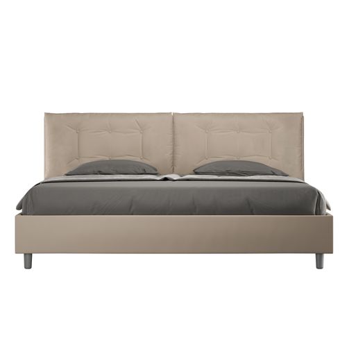 Lit King Size Avec Sommier Rembourré 200x200 Similicuir Taupe Annalisa Large
