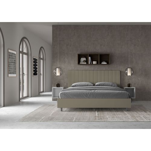 Lit King Size Coffre Rembourré 200x210 Simili Cappuccino Agueda