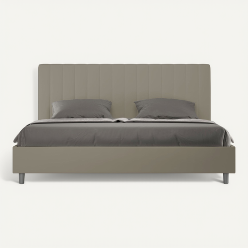 Lit King Size Coffre Rembourré 200x210 Simili Cappuccino Agueda