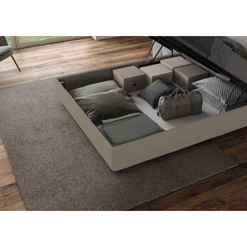Lit King Size Coffre Rembourré 200x210 Simili Cappuccino Agueda