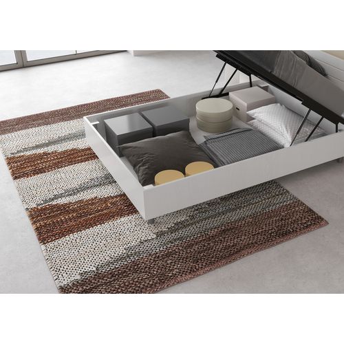 Lit 1 Place Et Demi Coffre 120x190 Frêne Blanc Nuamo