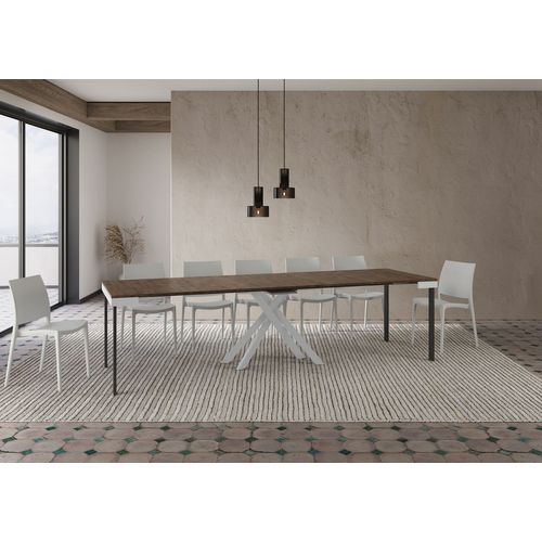 Console Extensible 90x40/300 Cm Krack Evolution Noyer Cadre Blanc