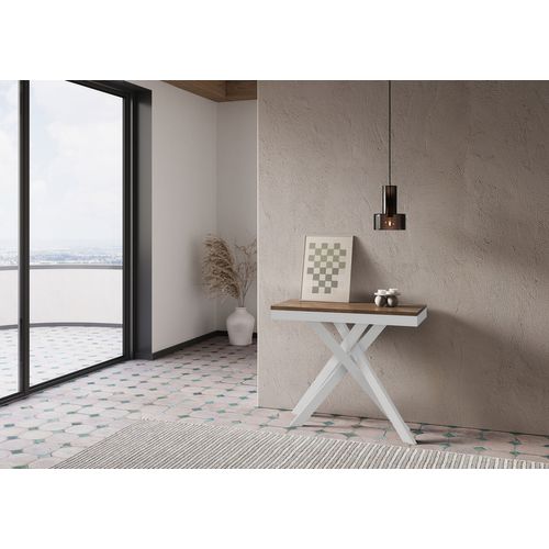 Console Extensible 90x40/300 Cm Krack Evolution Noyer Cadre Blanc